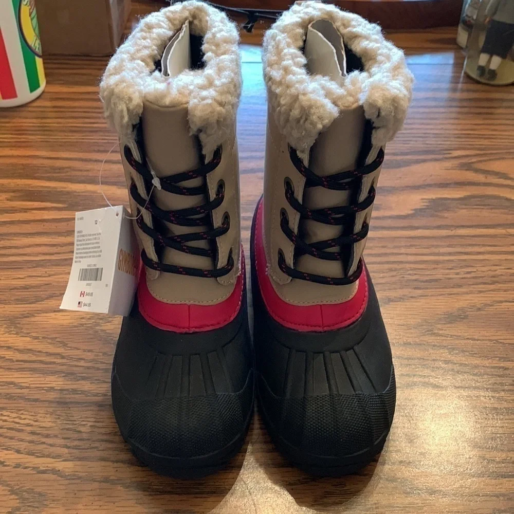 NWT Gymboree Kids Boots. Tan, Red&Black. Size 12.​​​​​​​​​​​​​​​